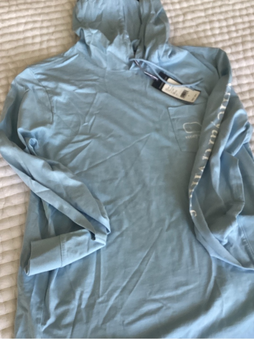 Vineyard Vines Light Blue Hooded Pullover with Pocket Logo